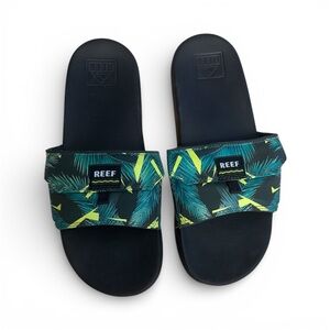 Reef Men's Tropical Leaf Slides - Black and Green